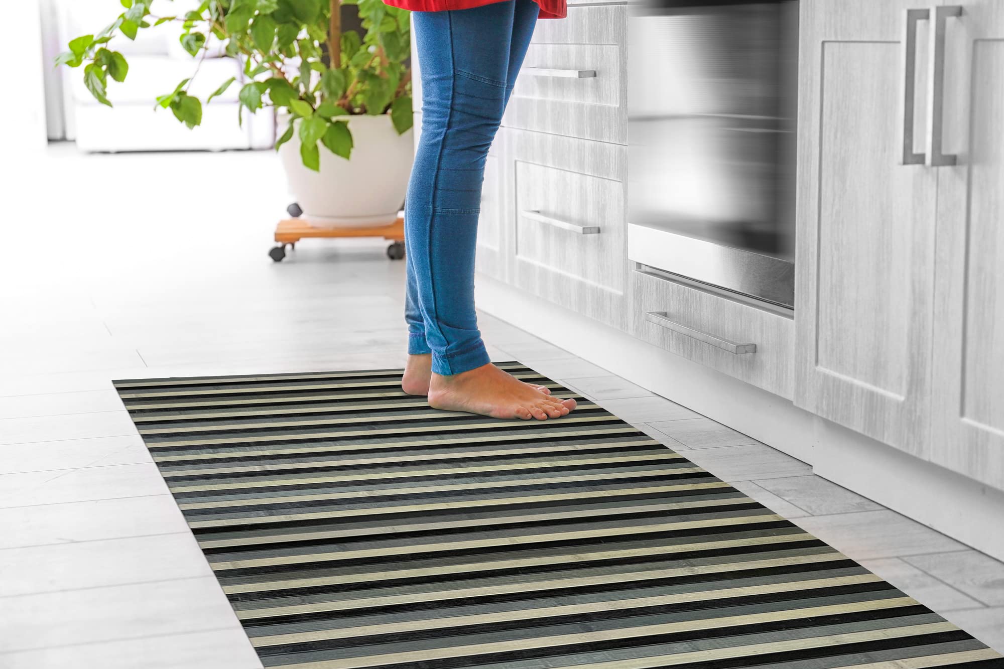 IlGruppone Passatoia per Cucina o Tappeto da Ingresso in Vero Bamboo Naturale 7 Misure 7 Colori - 50x300 cm - Grigio