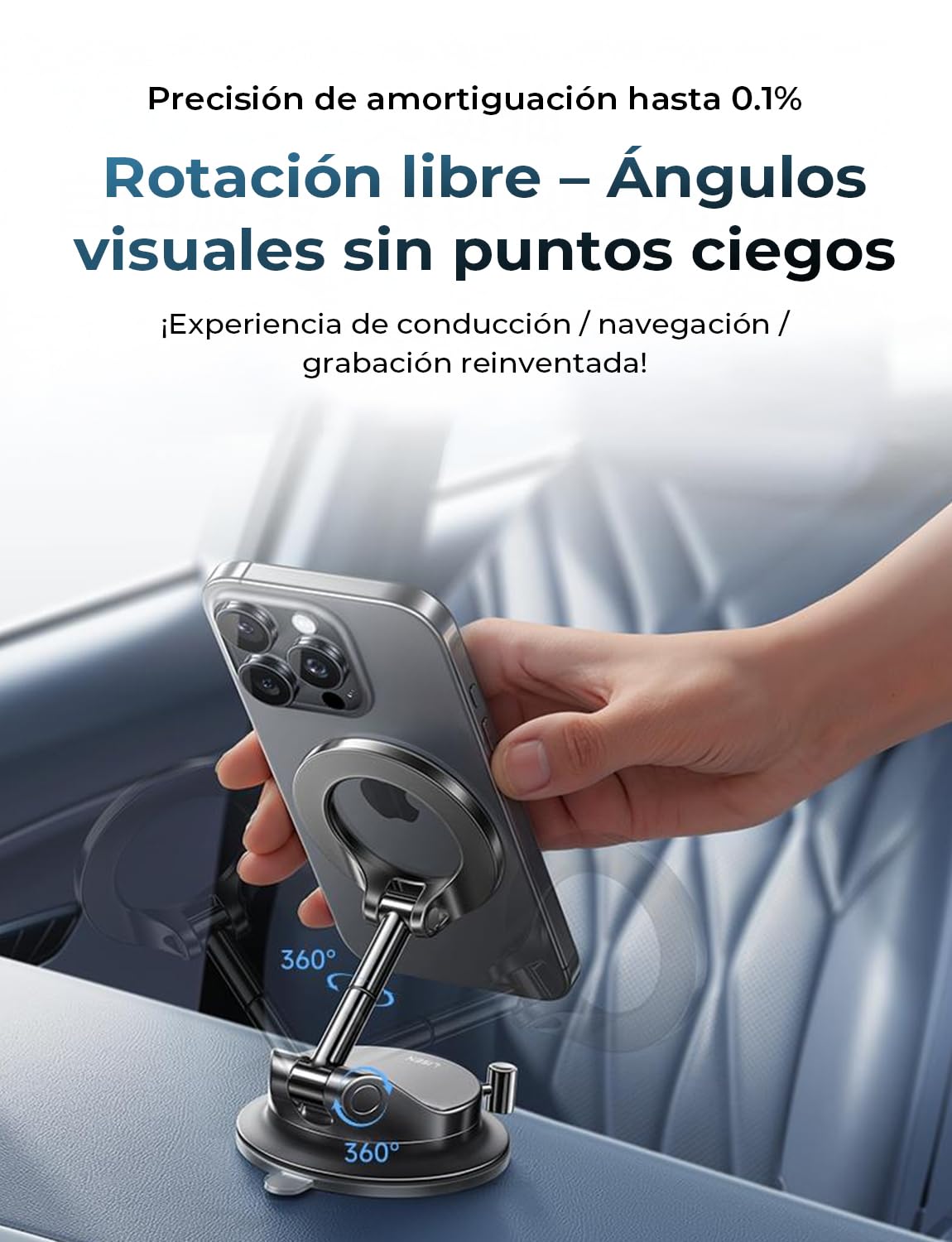 LISEN Soporte Móvil Coche Magsafe, [15+KG Vacío Ventosa & 20N Imán] Suporte Magnetico Telemovel Carro, Soporte Telefono Coche Magsafe Car Mount para iPhone 16 Pro MAX 15 14 13 12 Negro
