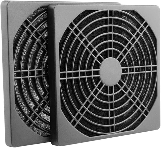 iYueMps 2pcs 80mm dust filter, PC fan dust filter, with fan cover,fan dust filter, 3 in 1 (2 fan grills and 1 dust filter) - Black (80 x 80mm)