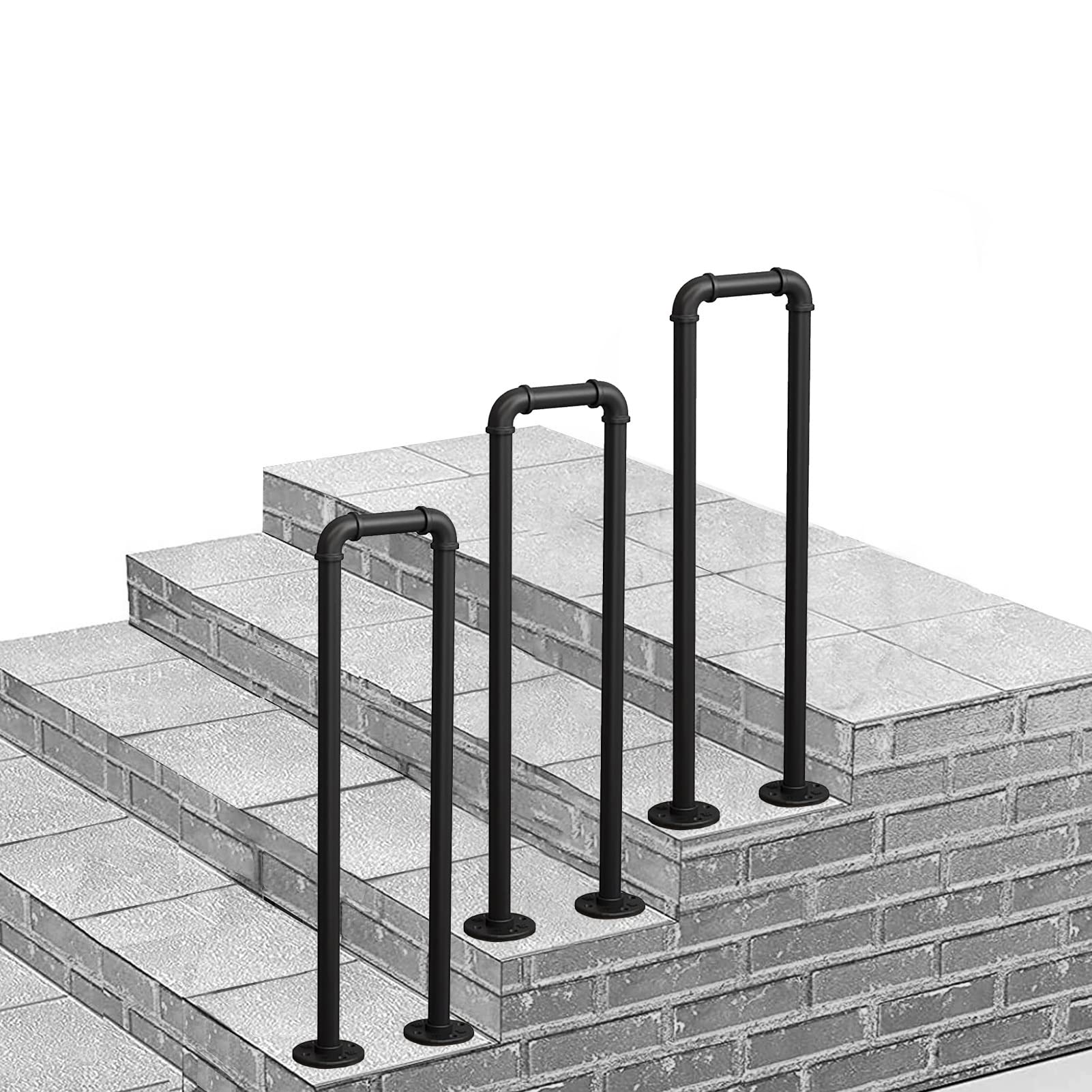Rampe d'escalier extérieure contre les chutes sur marches de transition
