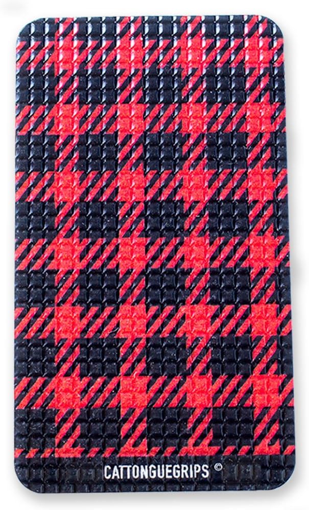 Non-Abrasive Cell Phone Grip by CatTongue - 2.25” x 4” Non Slip Grip for Smartphones Compatible with iPhone and Android, Universal Grip with No Added Bulk (Kitty Cat, Mad for Plaid)