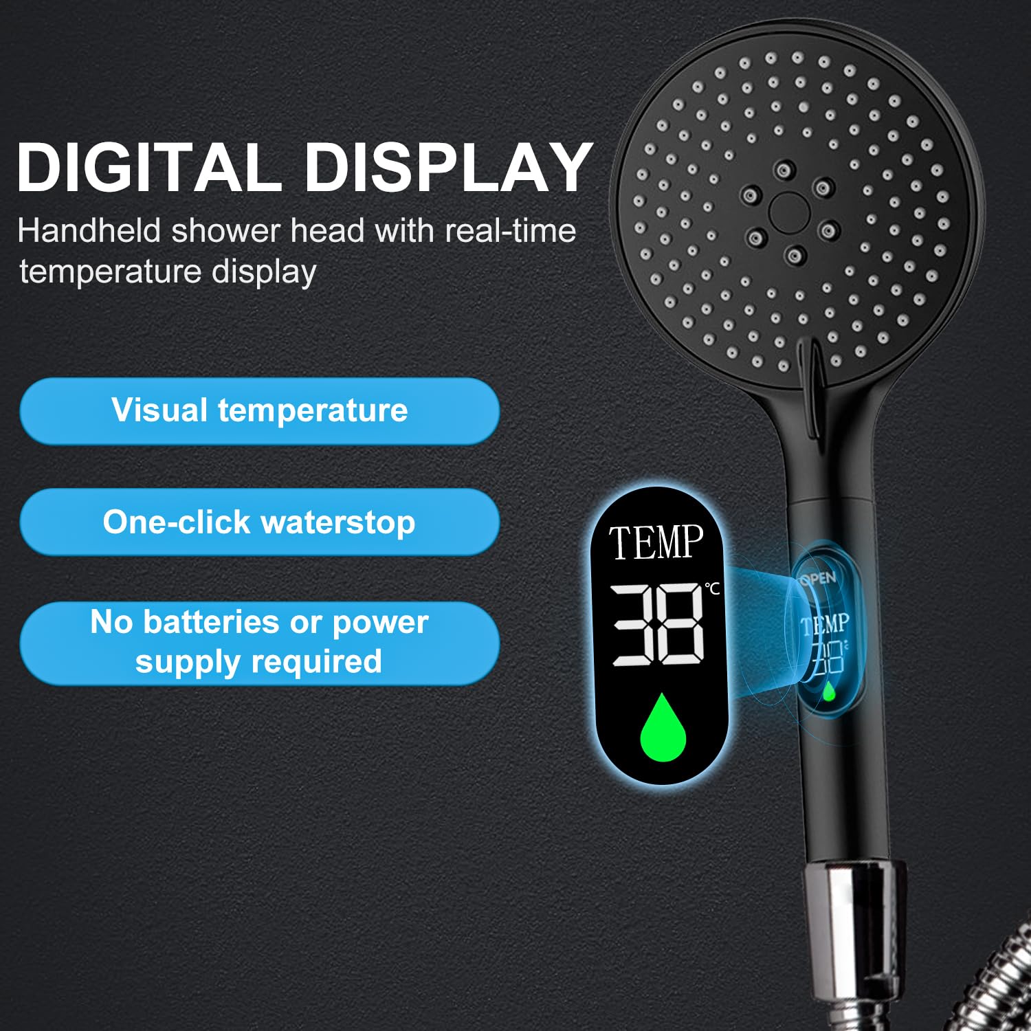 Alcachofa Ducha con Temperatura, Alcachofa Ducha con Luz LED