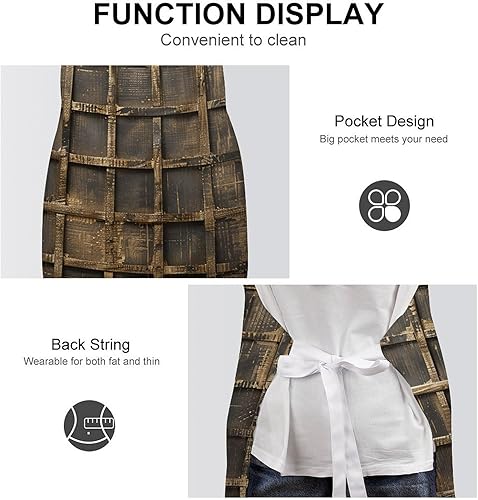 Miniatura 6 de MUSM Apron for Adults - 27.6 X 31.5 Inch, Heavy-Duty Polyester Aprons with Two Large Pockets, Waterproof Metallic Gold Mesh Kitchen Apron for