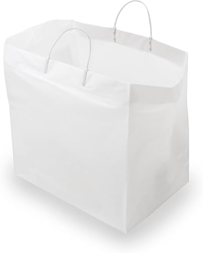 Bolsas para llevar Paquete de 200 bolsas de plástico blanco grueso con asas y fondo de cartón para servicio de alimentos para llevar restaurantes Bolsas para llevar Paquete de 200 bolsas de plástico blanco grueso con asas y fondo de cartón para servicio de alimentos para llevar restaurantes