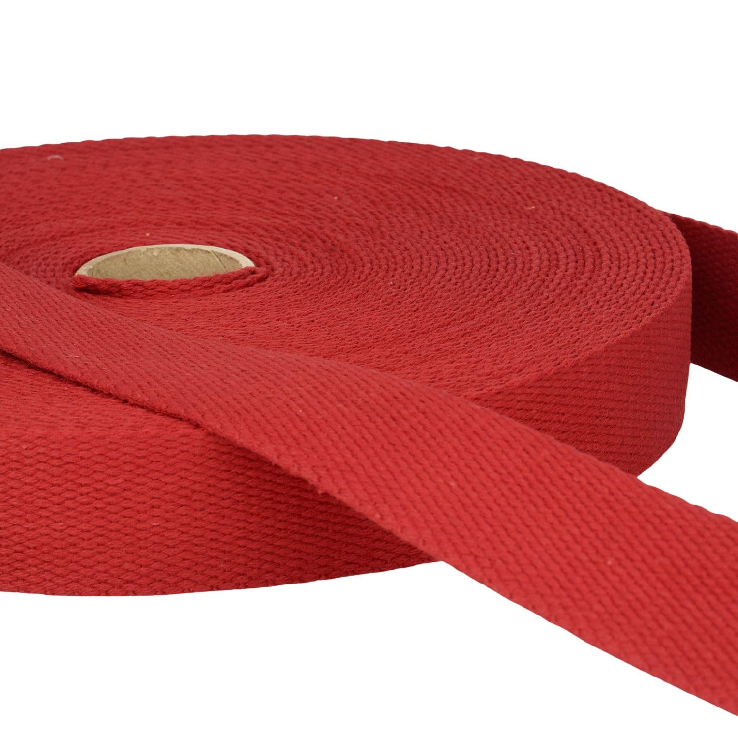 5 Metres Burgundy Heavy Duty Cotton Webbing, 25mm Wide Strong Thick Firm Strap, Machine Washable 30°C, Perfect for Bag Handles, Tote Straps, Belts, Pet Leads, Repairs & Crafts by Giddy Square