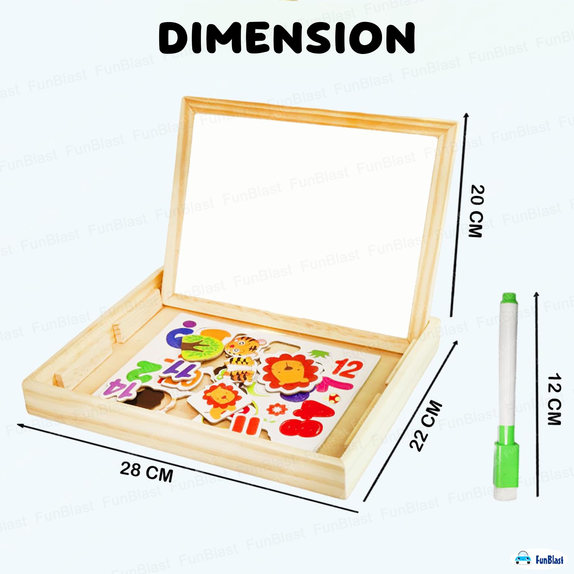 FunBlast Multifunctional Magnetic Wooden Chalkboard Kids Educational Toys Game Whiteboard Blackboard Drawing Toys for Children, Size- 30 * 23 CM (Multicolor) 1