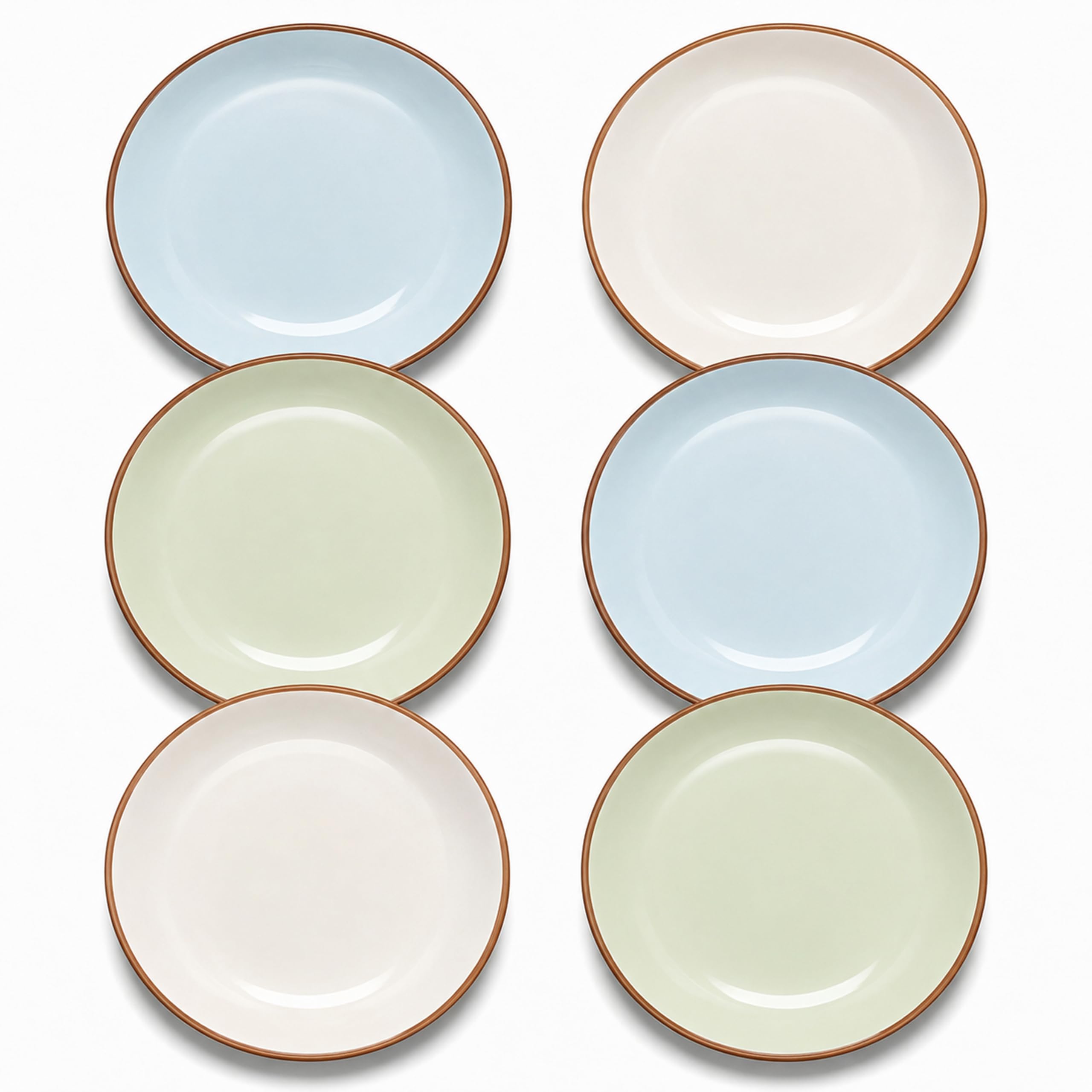 Dinner Plates Set of 6, 10 Inch Scratch Resistant Ceramic Plates, Pasta Plate, Salad Plate, for Main Course, Dishwasher and Microwave Safe, Cold Multicolor