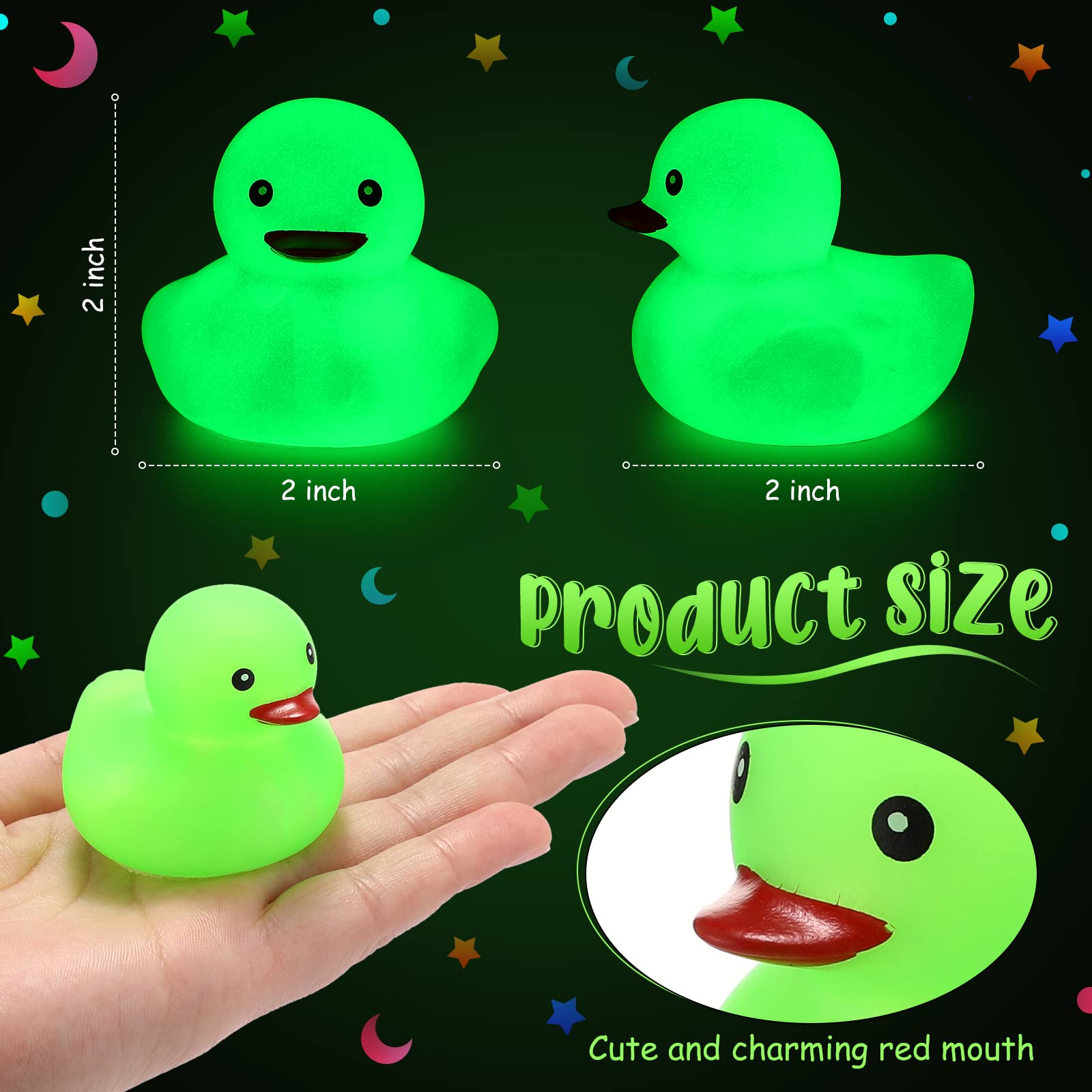 Amazon.com: Tradder 50 Pcs 2 Inch Glow in The Dark Rubber Ducks