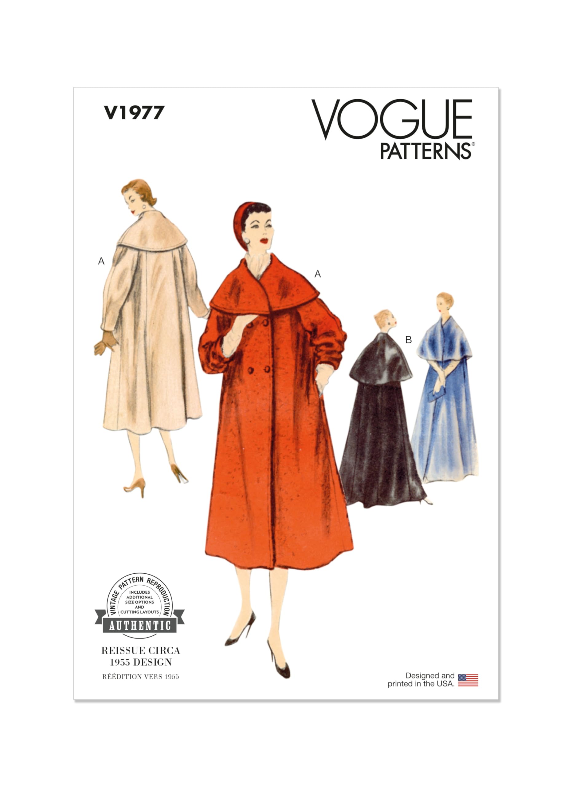 VOGUE PATTERNS V1977H5 Misses' Coats H5 (6-8-10-12-14), Multicoloured