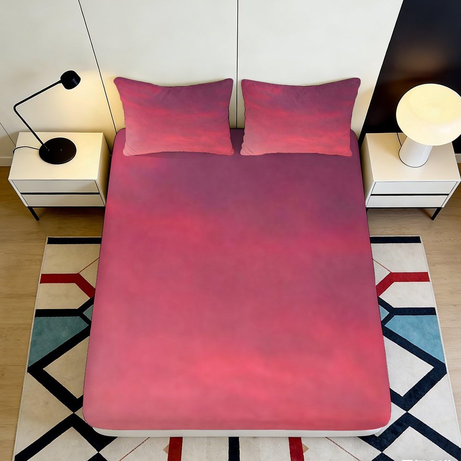 3D Printed Sunset Gradient Fitted Sheet Microfiber Soft Breathable Aurora Mattress Cover for Bedroom Dorm Decor 140x200x25cm