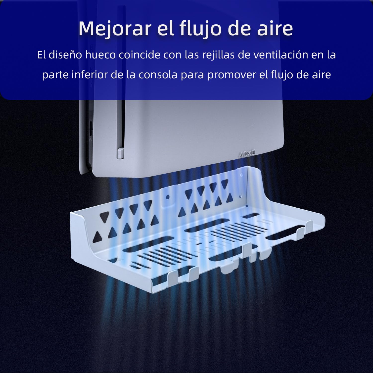 Mcbazel Soporte de pared RGB para consola de juegos PS5 Slim/PS5 Pro/PS5 Estación de Carga Dual para Controladores Montada en la Pared con LED para Playstation 5/PS5 Slim Digital/Disc/PS5 Pro - Blanco