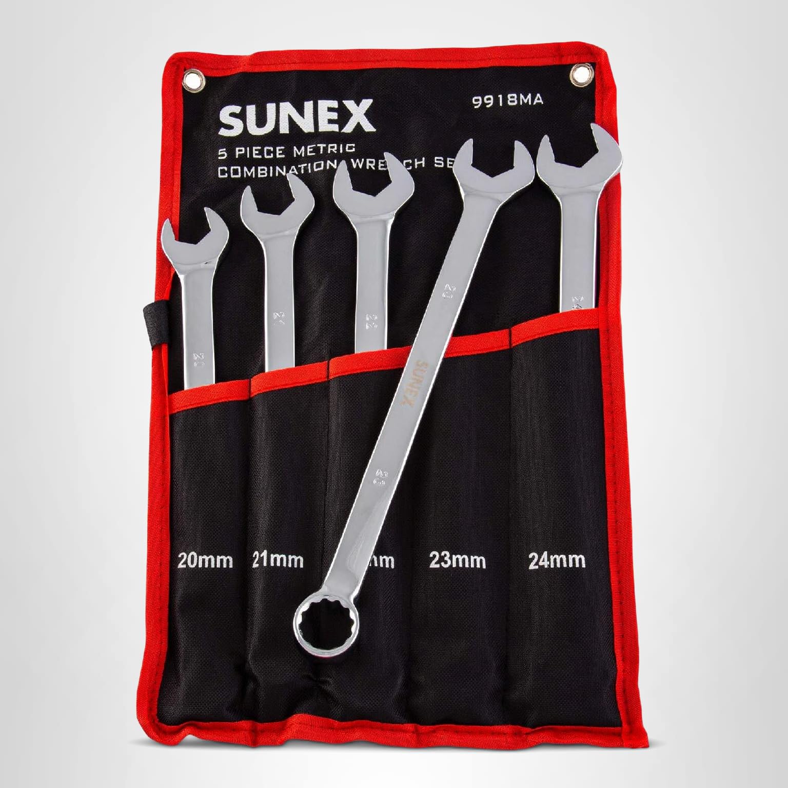 Sunex Tools 9918MA Metric V-Groove Combination Wrench Set, 20mm
