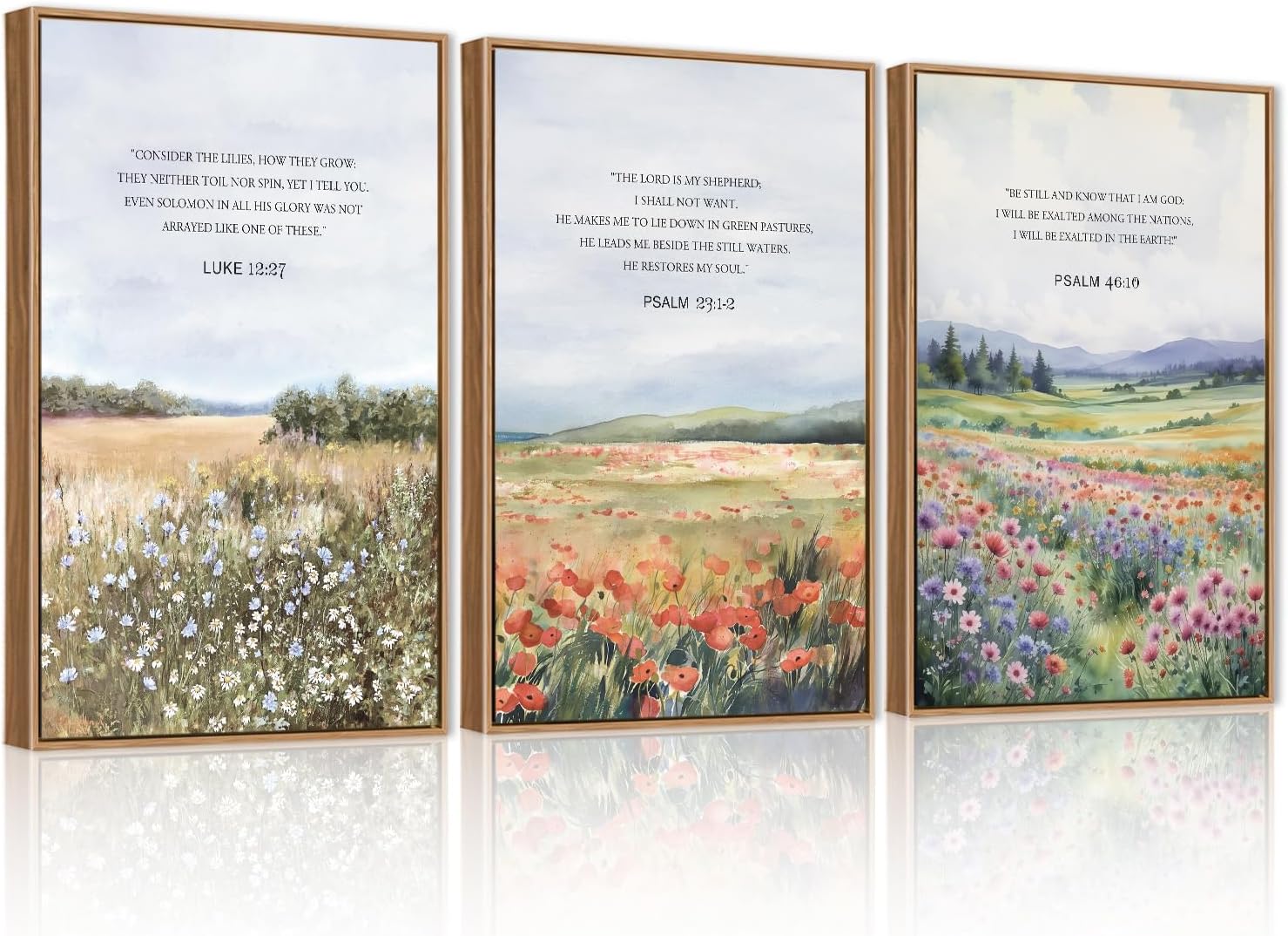 CHDITB Inspirational Bible Verse Framed Canvas Wall Art Set, Christian Scripture Floral Wall Decor, Religious Spiritual Art Print, Uplifting Religious Painting for Church Girl Bedroom Decor 24"x36"x3 Scripture 24"L x 36"W