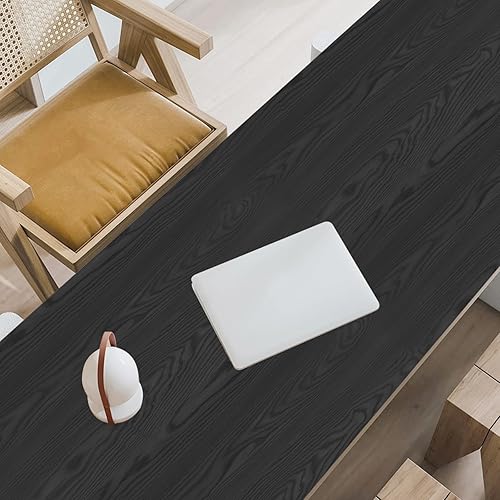 Miniatura 3 de Abyssaly Papel de contacto de madera gris, papel tapiz de madera gruesa natural para armarios, película autoadhesiva extraíble para decoración de