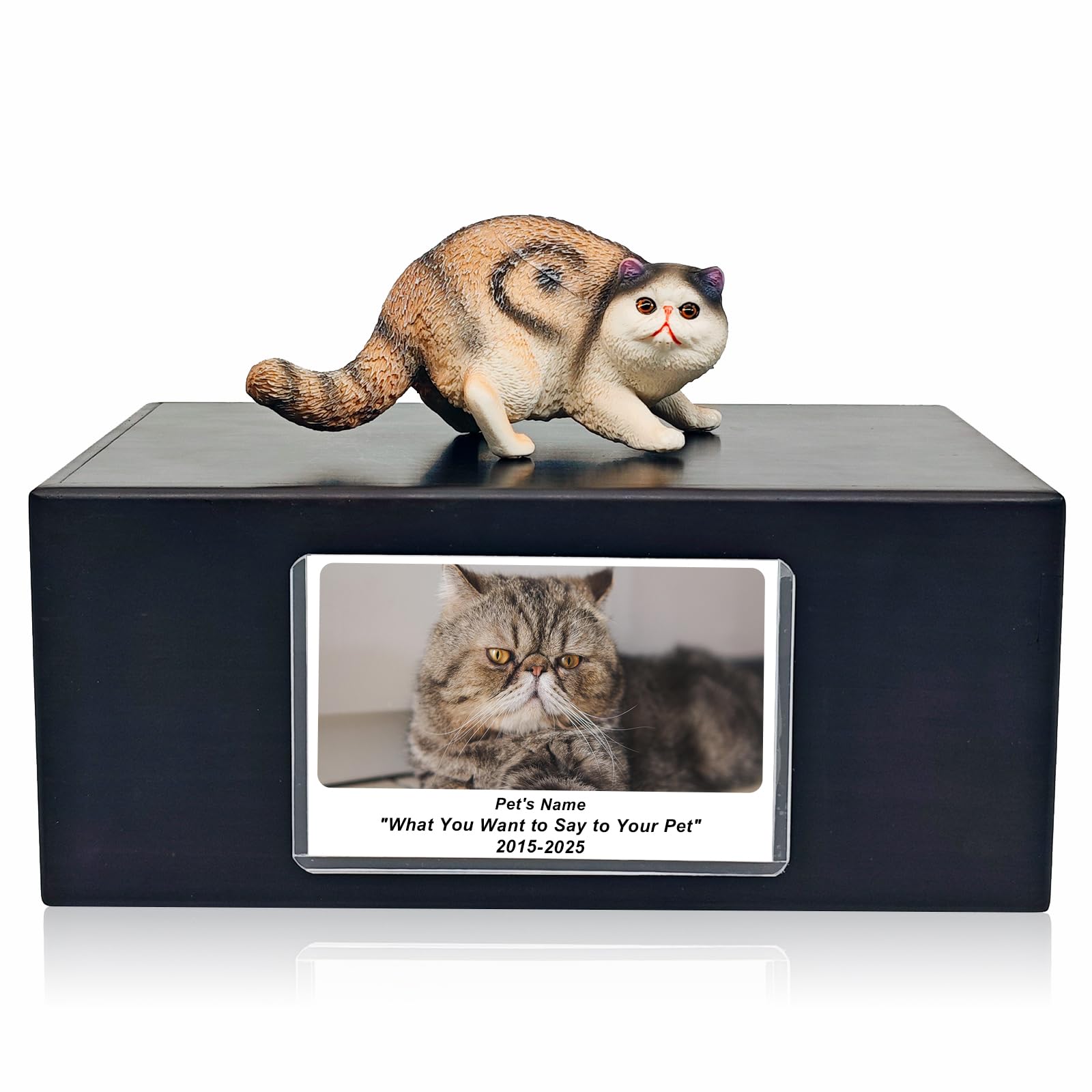 MEM PLANETE Pet Dog Urns for Ashes Memorial Gifts for Loss Lovers Shadow Box Sympathy Keepsake Small Cat Cremation Casket Funerary Frame Pictures Rosewood Material Exotic Shorthair Cat Figurine Urn