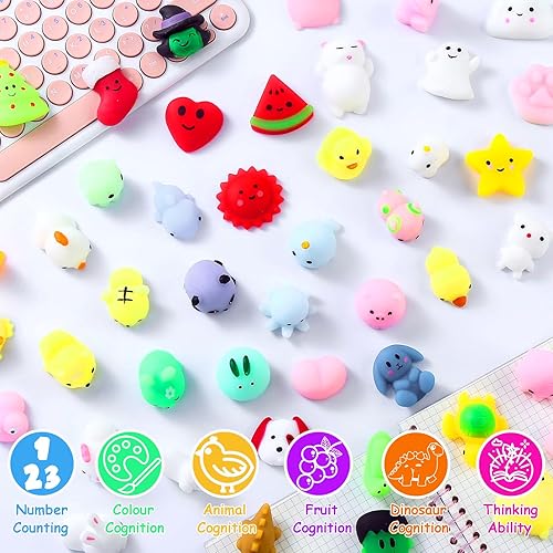 Miniatura 5 de 100 juguetes esponjosos Mochi, rellenos de cesta de Pascua, mini recuerdos de fiesta para niños, juguetes sensoriales a granel, juguetes de caja del