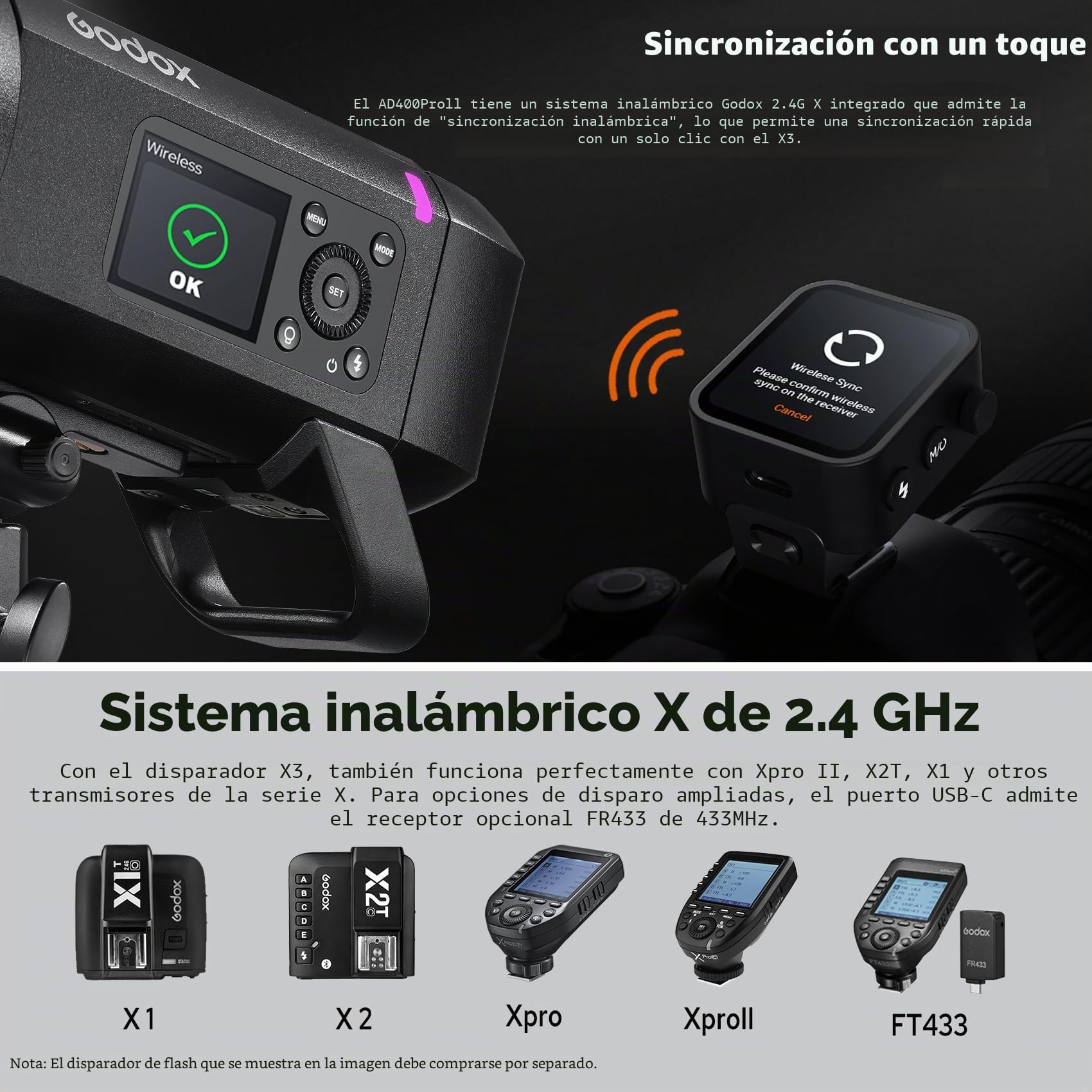 Godox AD400Pro II AD400ProII 400Ws TTL Todo-en-Uno Aire Libre Flash | GN72 1/8000 HSS，Alimentado por batería con batería de Litio，0.01-1s Tiempo de Reciclaje Compatible con Canon Nikon Sony