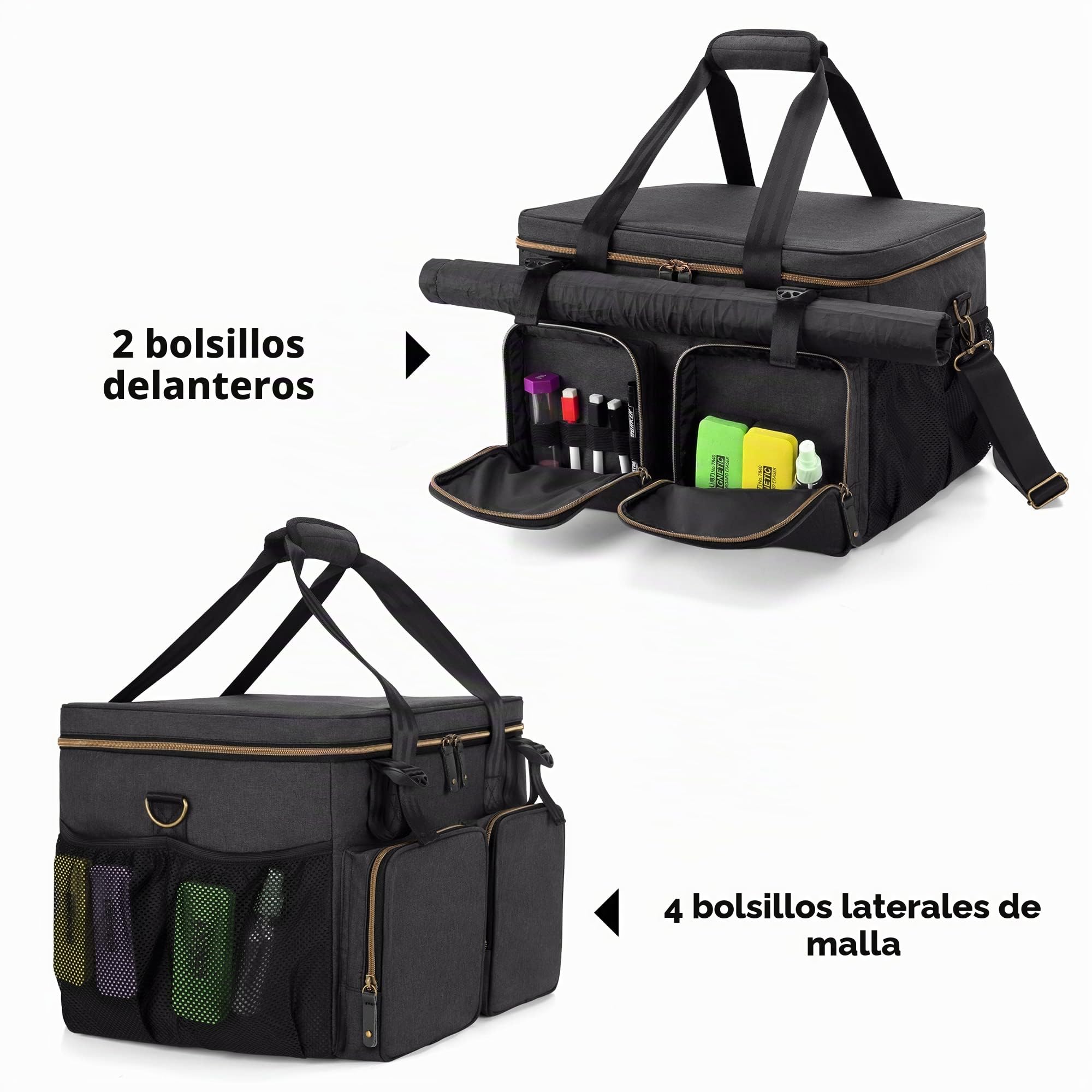 Trunab Bolso Juego de Mesa, Porta de juegos de Mesa, Bolsa de Viaje Compatible con La Mayoría de Los Juegos de Mesa, con Asa, Correa para el Hombro, 2 Clips para Enrollar Tarjetas, Prácticos Bolsillos