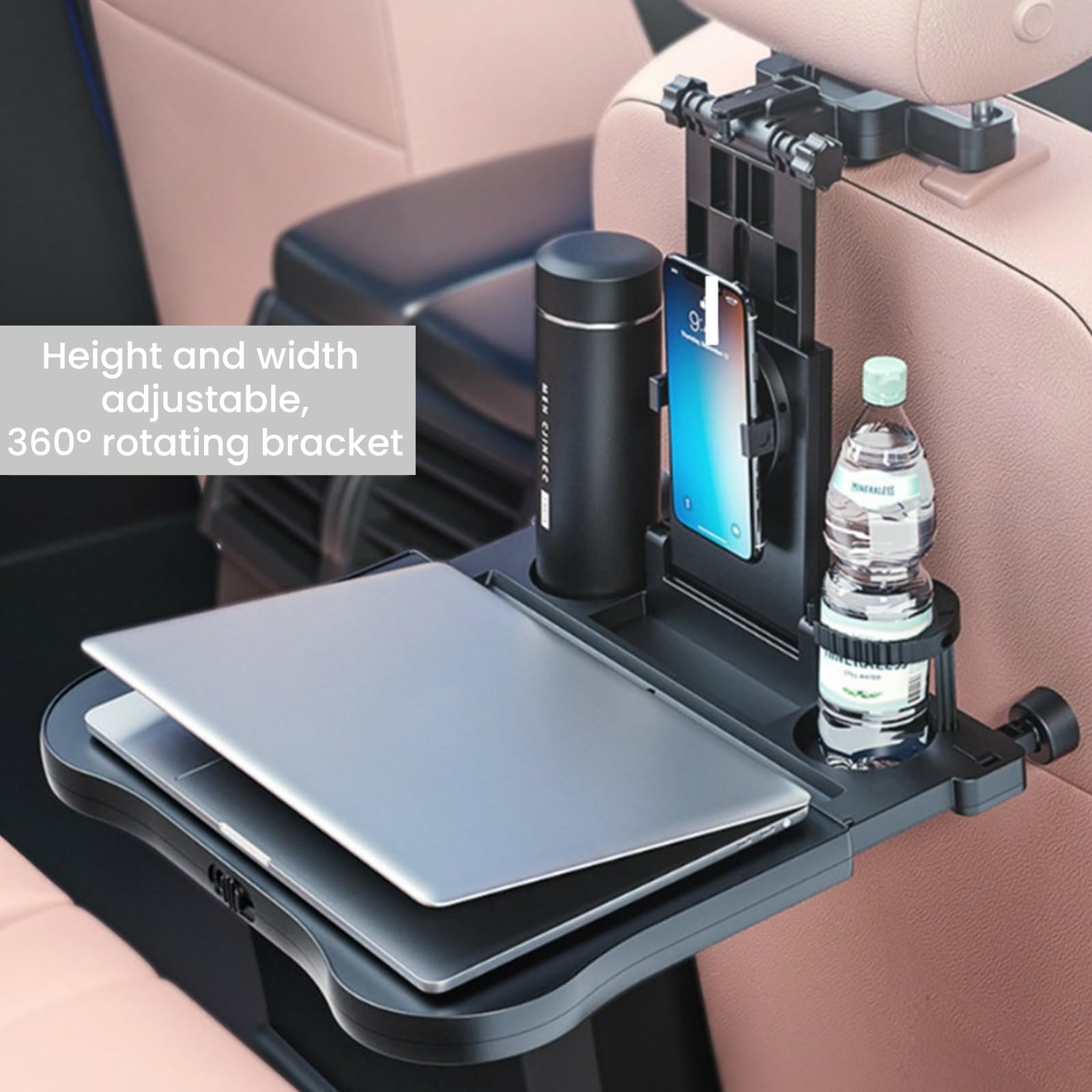 Reisetisch Auto, Auto Tisch Organizer für Rücksitz Kinder, Schreibtisch mit Getränkehalter und Handyhalter, Multifunktional Esstisch für Erwachsene Klappbar Einstellbar Belastbarkeit 15-20 kg