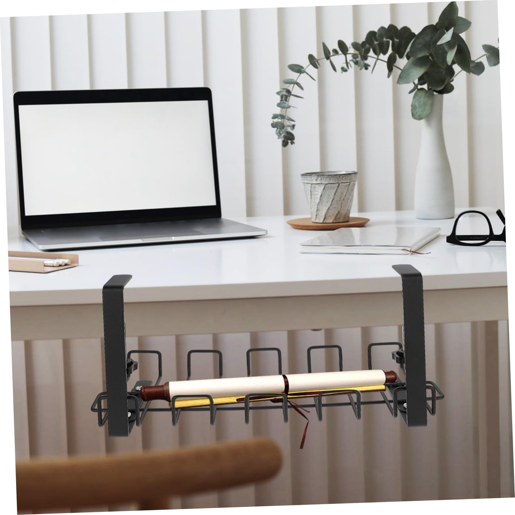 GALPADA Organizador de Cables Metálico para Escritorio Cesta Colgante para Ordenación bajo Mesa Resistente y Fácil Instalación Oficina y Hogar