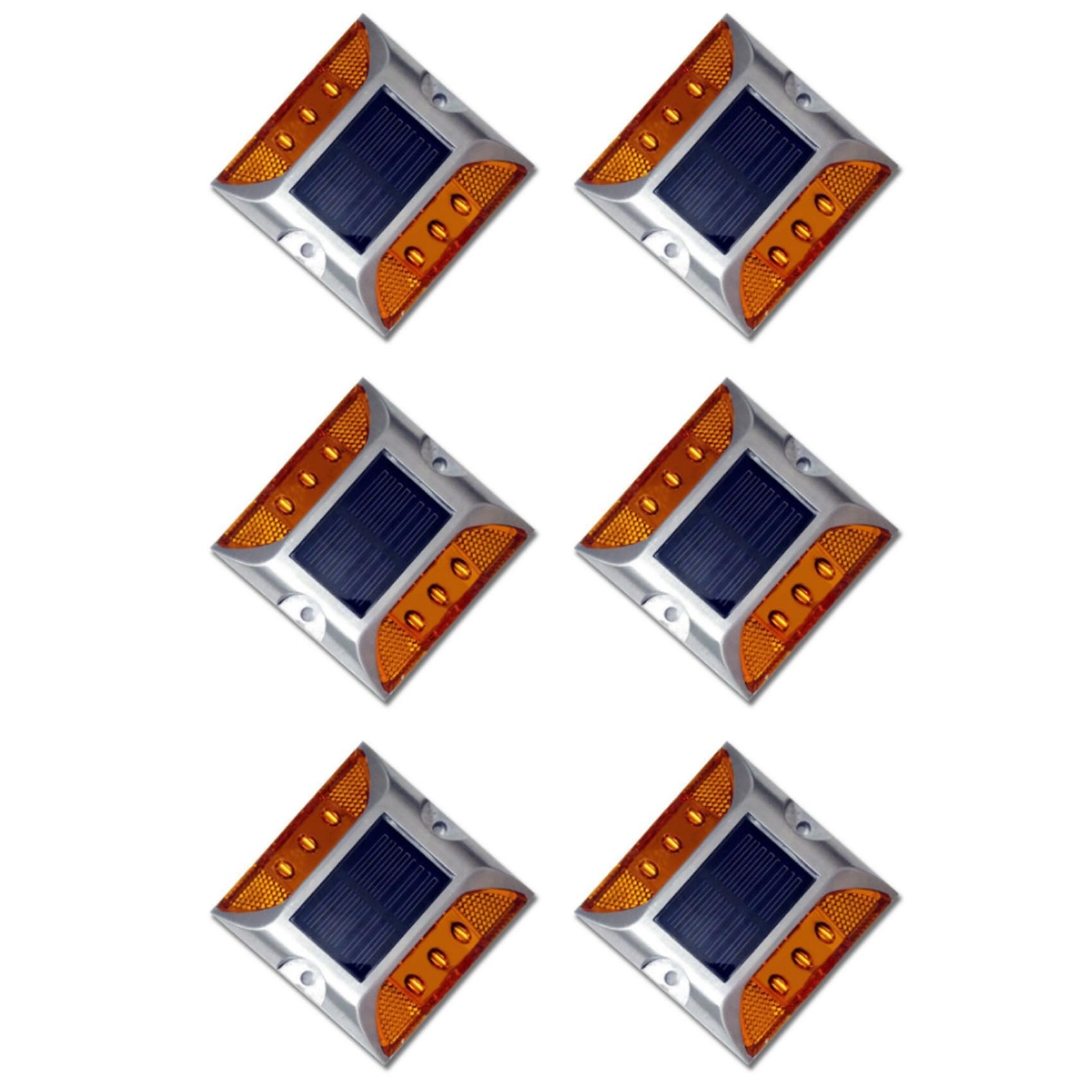 Vjsujehgy 6X LED Solar Power Ground Marker Lights Waterproof Outdoor Driveway Road Highway Spike Lamp