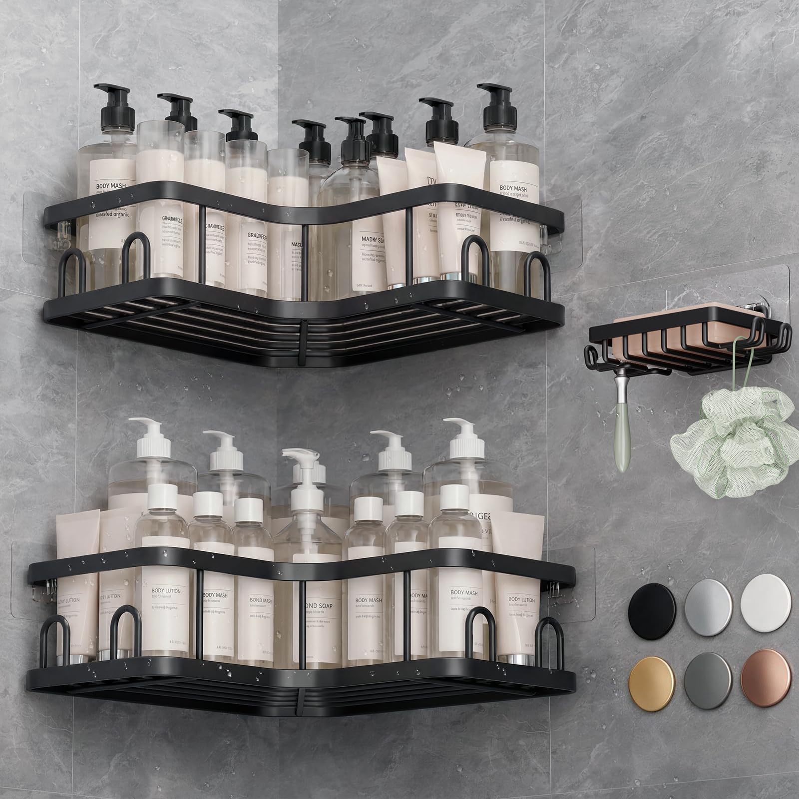 Veken Corner Shower Caddy 3-Pack, Advanced Rustproof Design&amp;Stable Storage