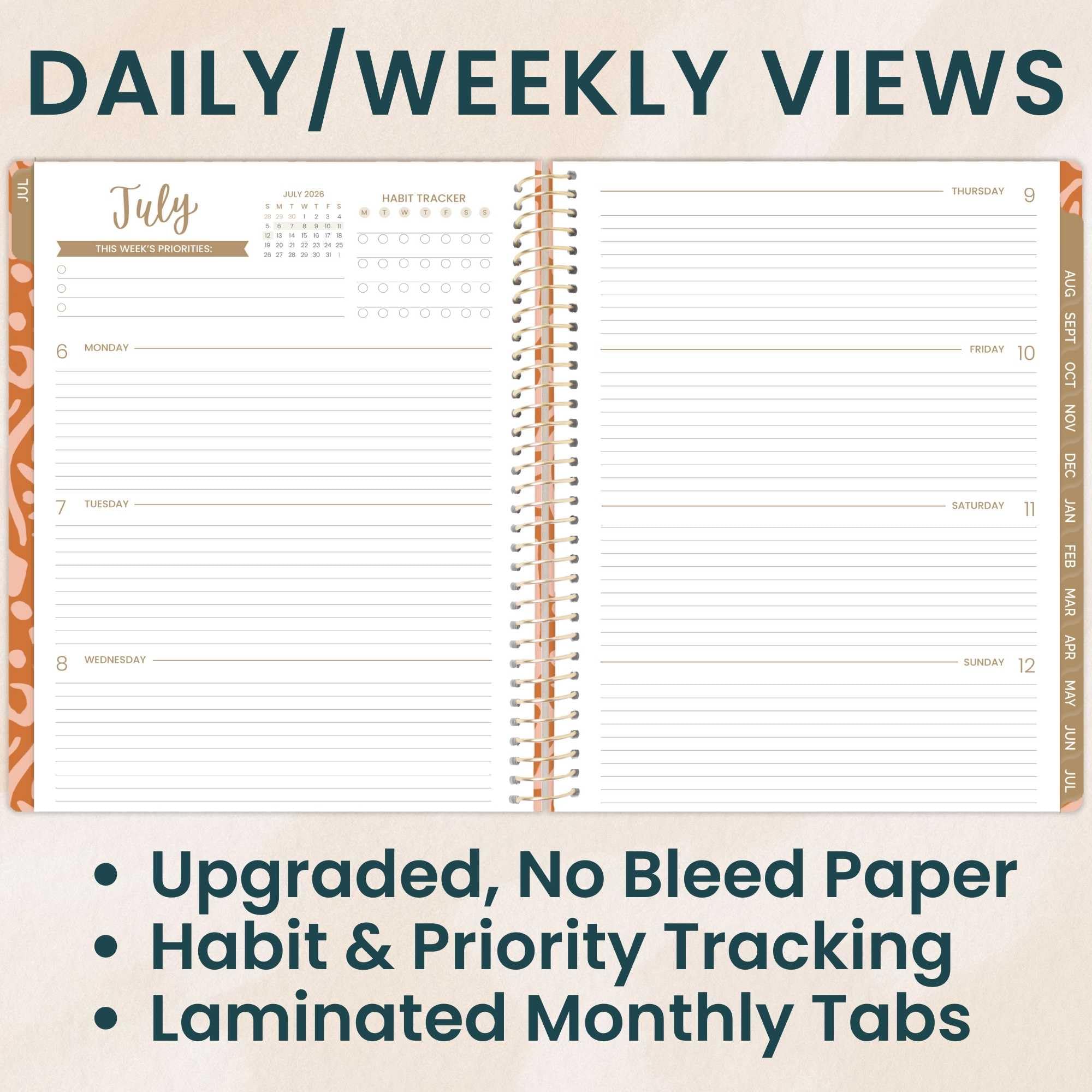bloom daily planners Agenda de año académico 2026-2027 (8.5 x 11 pulgadas) (julio de 2026 a julio de 2027), organizador semanal y mensual con calcomanías y pestañas, Momentos de Gracia