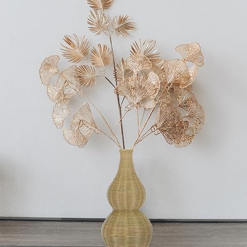 Miniatura 3 de jojofuny Jarrón de flores tejido de ratán, jarrones decorativos de mimbre alto, hecho a mano, cestas rústicas para arreglos florales, decoración de