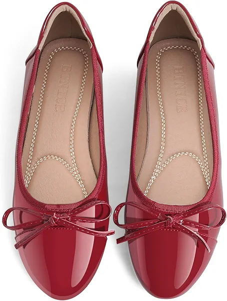 Women's Flat Shoes Made of Leather with a Round Toe Featuring a Bow Design Suitable for Daily Work and Commuting