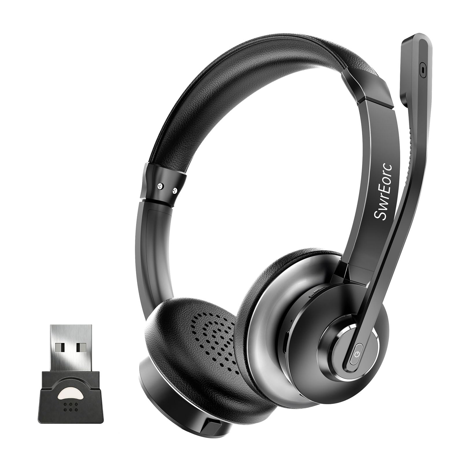 Bluetooth Headset, Wireless Headset with Mic for Work, Advanced AI Noise Cancelling Microphone (Clear Calls & Mic Mute), Bluetooth 5.3, USB Dongle, Headphones with Mic, for PC/Zoom/Office-image-35