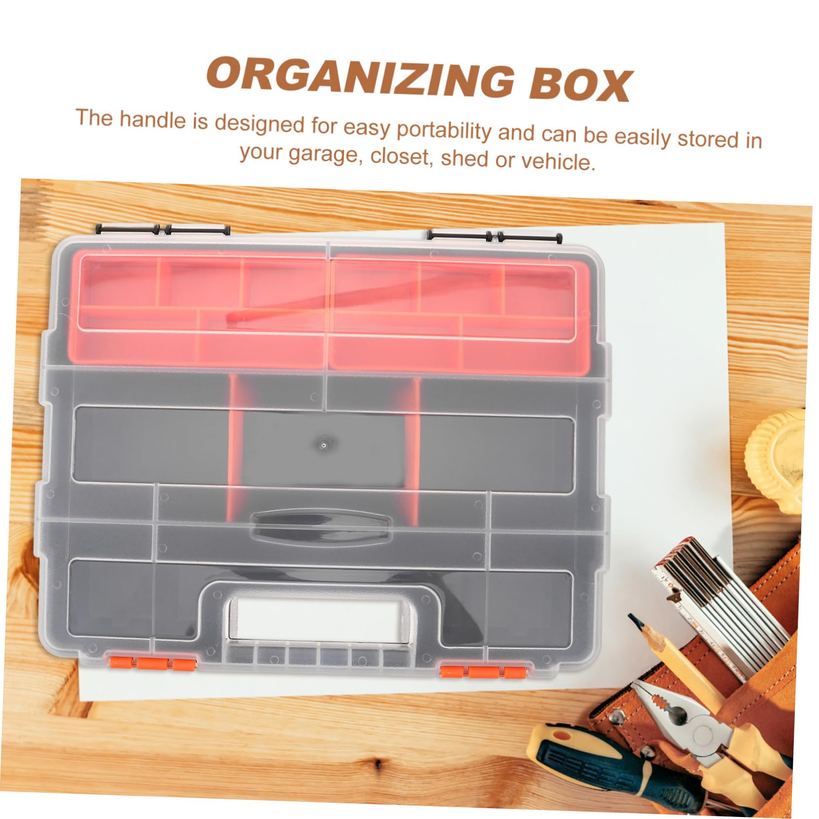 Veemoon Caja Organizadora de Tornillos Compartimentos de Plástico, Fácil Transporte y Almacenamiento para Garaje, Cobertizo, Closet, Adecuado para Tornillos, Piezas Pequeñas y Componentes