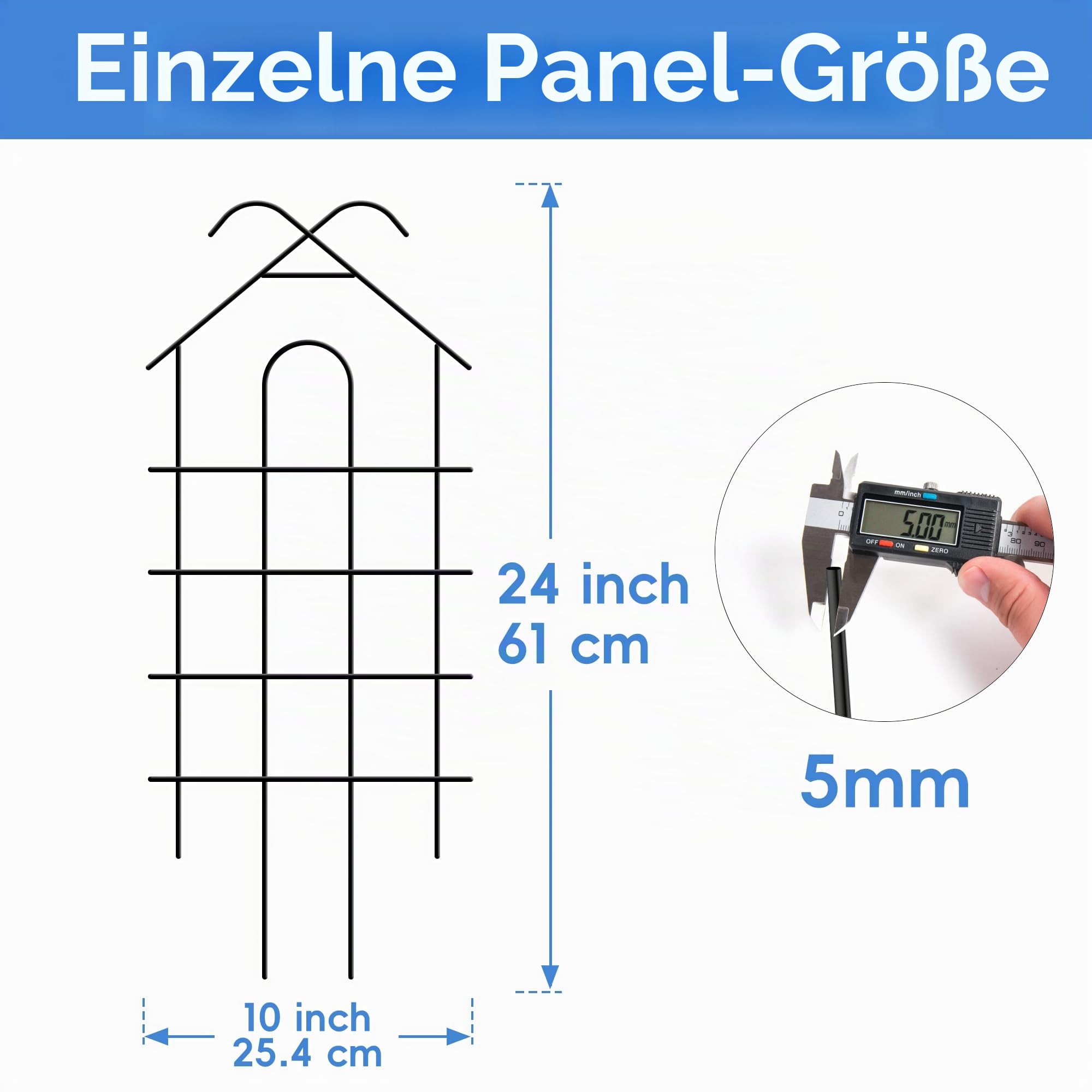 ARIFARO Rankgitter Garten-Trellis, 61cm 4er-Pack Metall-Pflanzentrellis für Kletterpflanzen für den Innen- und Außenbereich, Garten-Trellis für Topfpflanzen, Kletterreben, Zimmerpflanzen, Schwarz