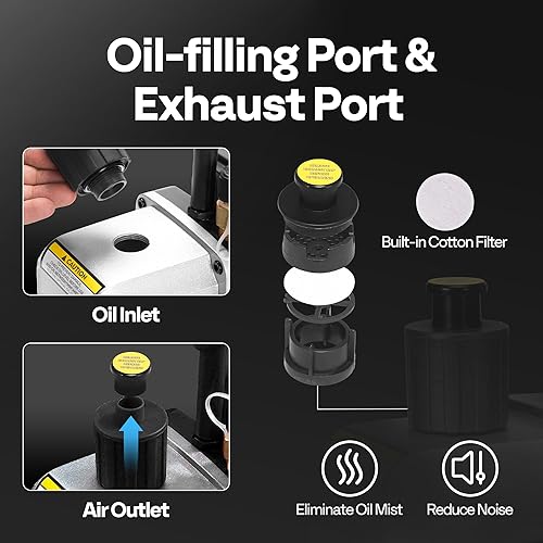 Miniatura 5 de VIVOHOME Kit de bomba de vacío de aire de paleta giratoria de una etapa de 3.5 CFM y medidor de colector de CA y báscula de peso de carga