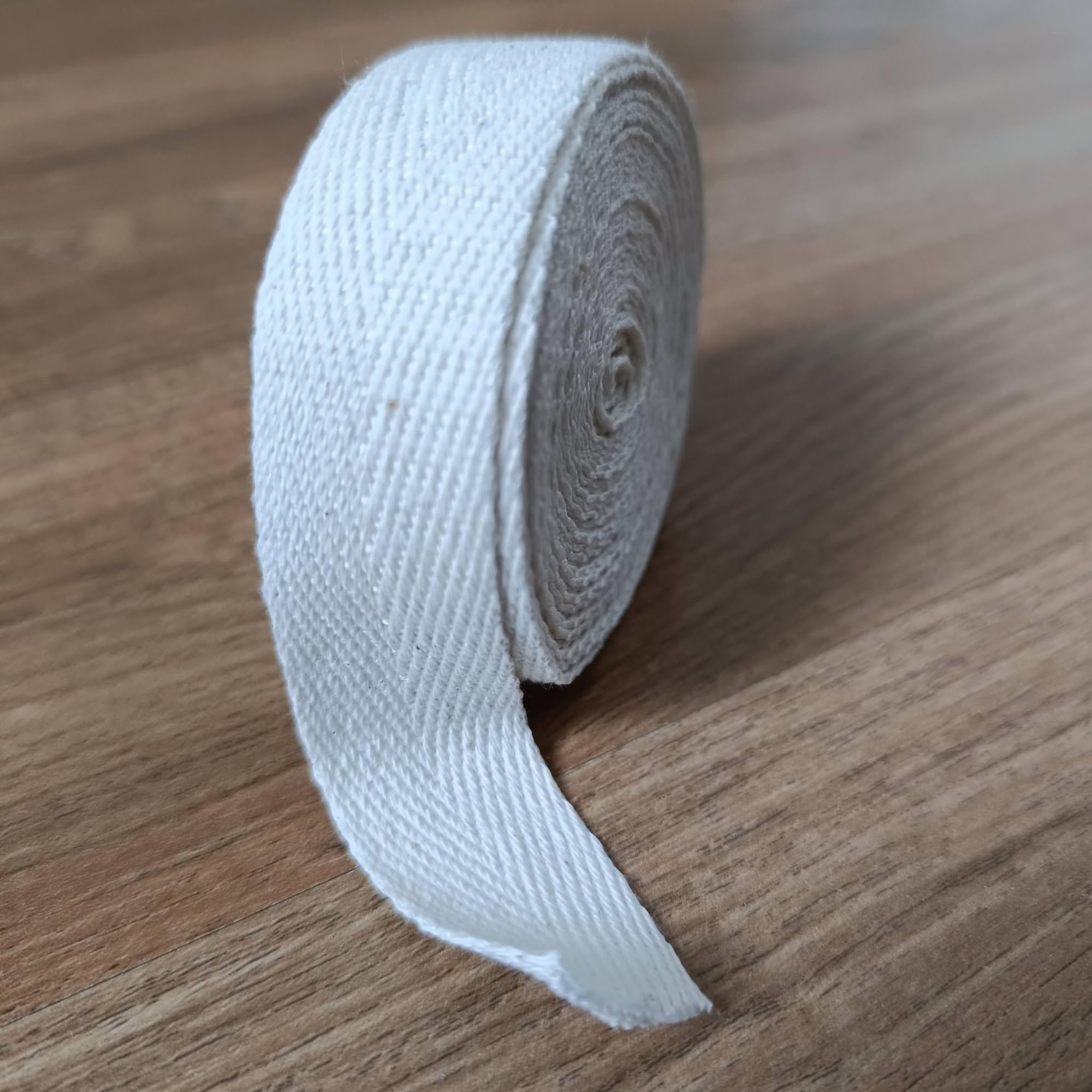 1 Inch X 5 Yard Cotton Twill Tape Webbing Strapping Herringbone – Soft Fabric Ribbon - White-Soft Beige - Handles Bags, Sewing, Book Binding, Pet Collars, Rug Reinforcement, Gift Wrapping Decoration 4