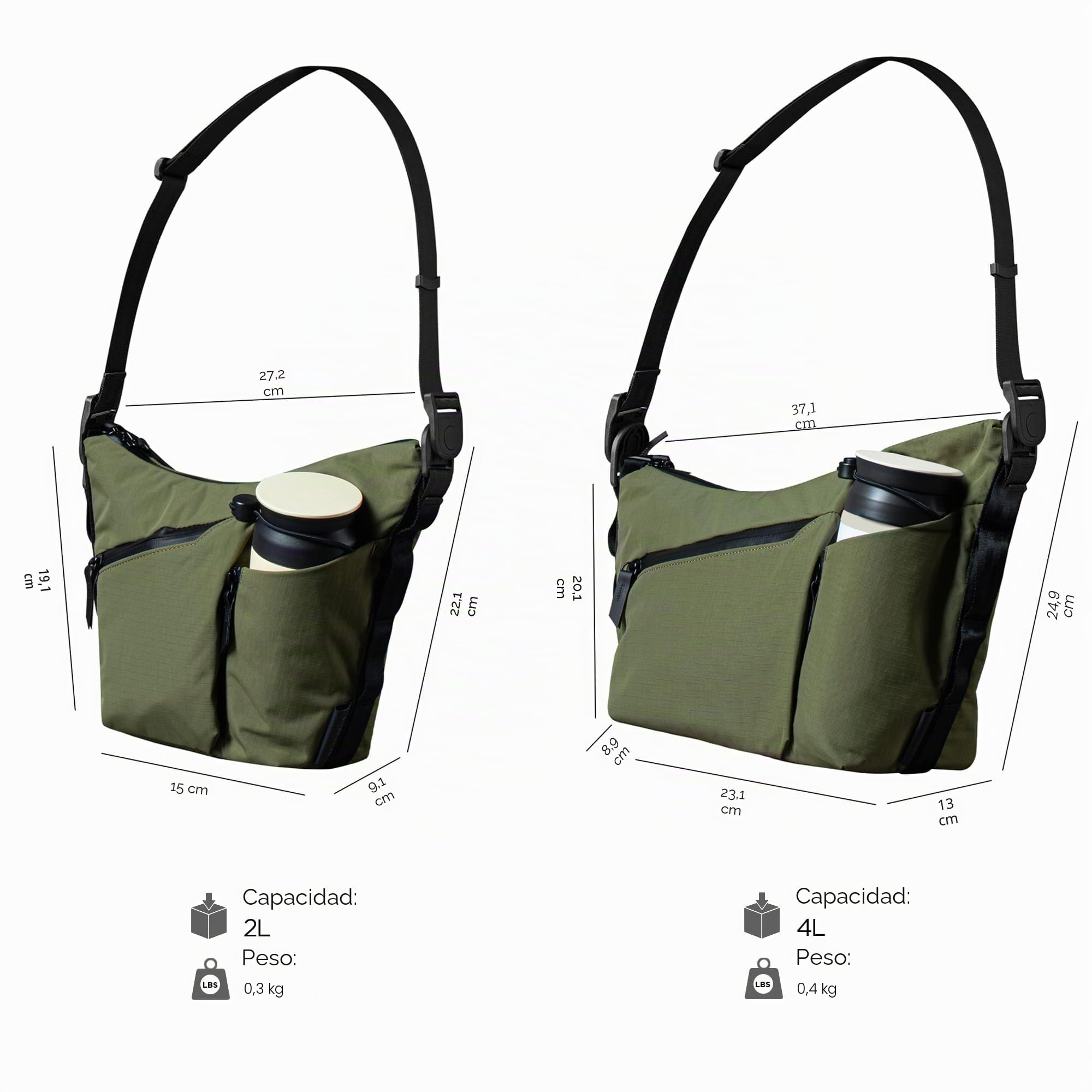 ALPAKA Flow Satchel - Bolso Cruzado EDC de 4 L para Viaje y Ciudad, Bandolera Resistente al Agua con Bolsillo para Botella y Llavero Magnético