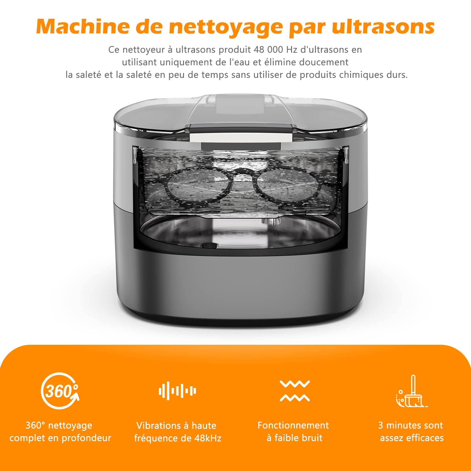 Nettoyeur à ultrasons pour bijoux, KECOOLKE 750 ml Nettoyant sonique avec minuterie numérique pour lunettes, bagues, pièces de monnaie, anneau, argent