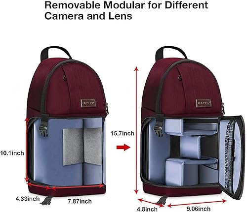Miniatura 5 de MOSISO - Mochila para cámara con soporte para tripié e inserciones modulares extraíbles, mochila a prueba de golpes, impermeable
