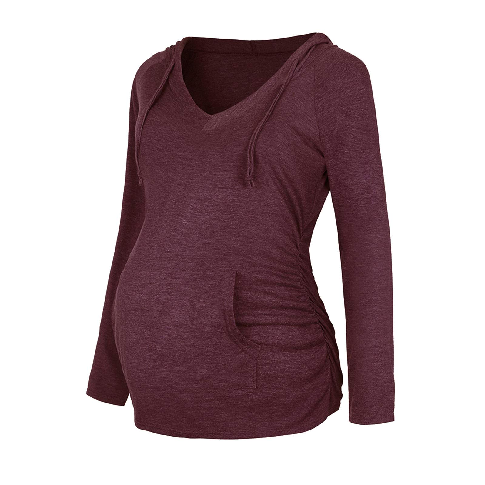 Hiver Pas Cher a la Mode Chic Chemise Femme Enceinte Atuomne Haut Femme Enceinte Manche Longue Printemps Maternité T Shirt Grossesse Tunique Blouse Imprimé