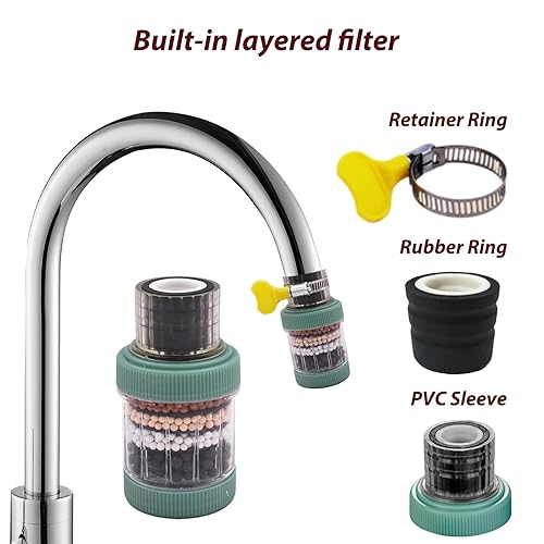 Miniatura 3 de Paquete de 3 filtros de montaje en grifo, filtro de agua de grifo para cocina, grifo de carbón activado, purificador de agua, filtración para