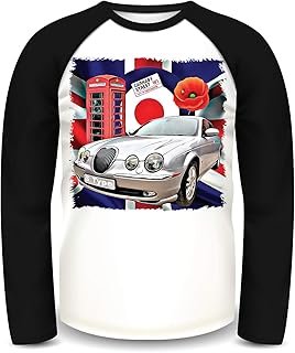 Jag S Type T Shirt, Jag S Type Long Sleeve T Shirt, Men's Top, Baseball Long Sleeve Top with Raglan sleeves