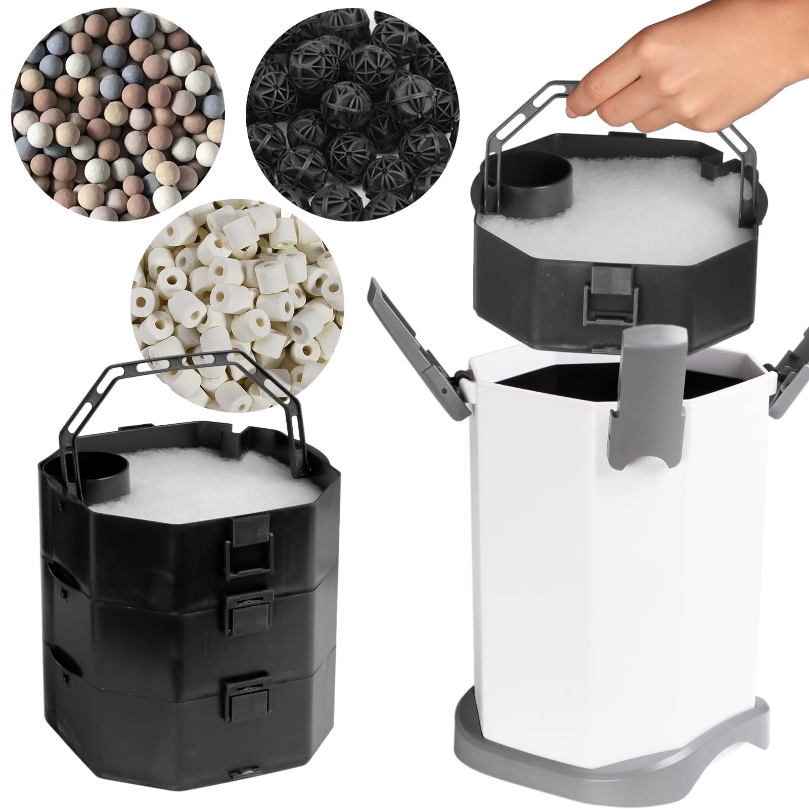 Fluxion Elite 1200 UVC PRO – Filtro Esterno per Acquario 100-250L con Lampada UV 9W, 3 Cestelli, Silenzioso, Regolazione Portata, Skimmer, Accessori Inclusi