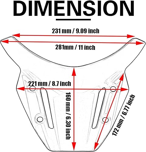 Miniatura 3 de YUANQIAN Cubierta del parabrisas delantero de motocicleta compatible con MT 09 MT09 MT-09 FZ09 FZ 09 FZ-09 MT-09 SP 2021 2022 2023-Negro