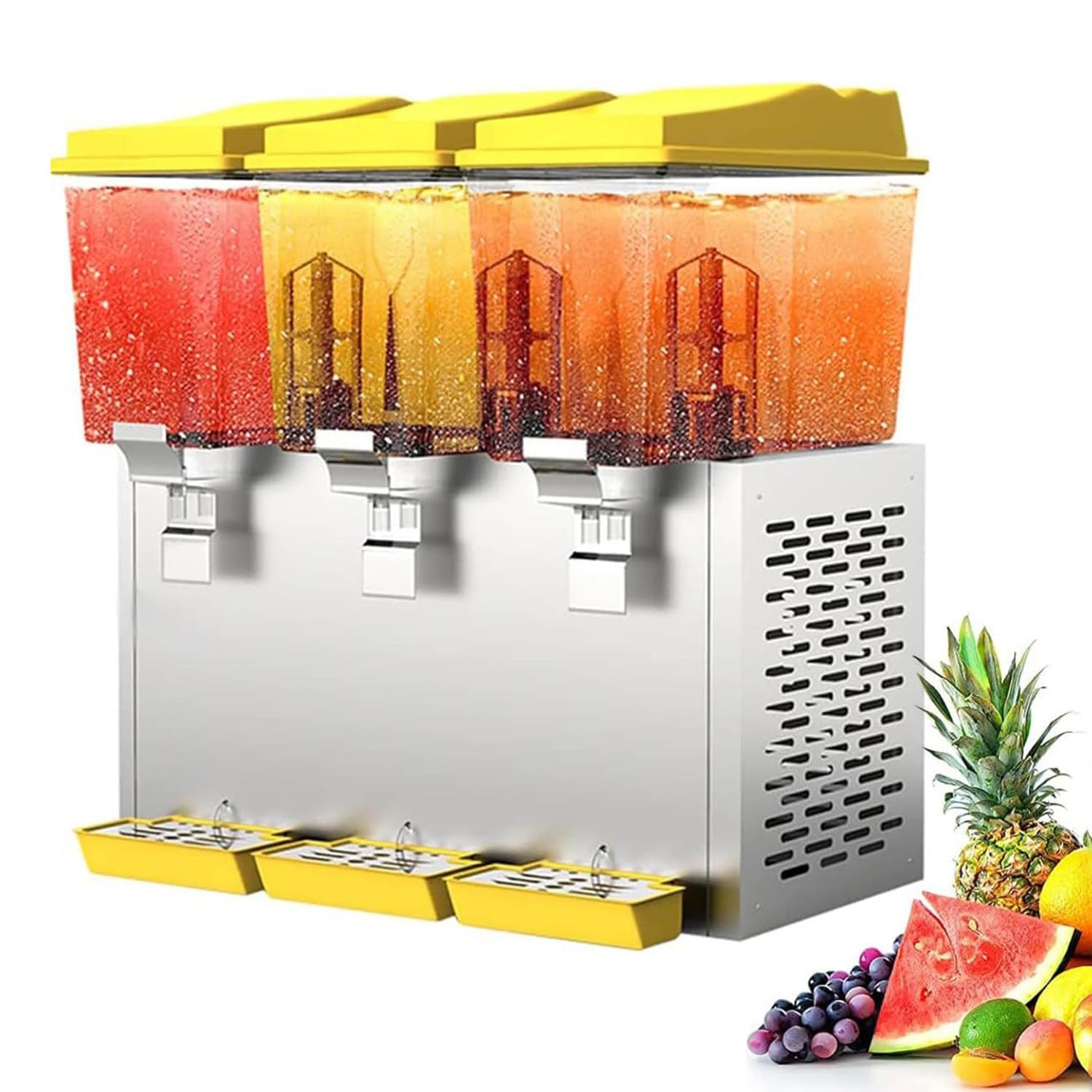MYUYEE Glass Drink Dispenser, Commercial Juice Beverage Dispenser Hot And Cold Temperature Control 16L/32L/48L Multicolor (48L-Yellow)