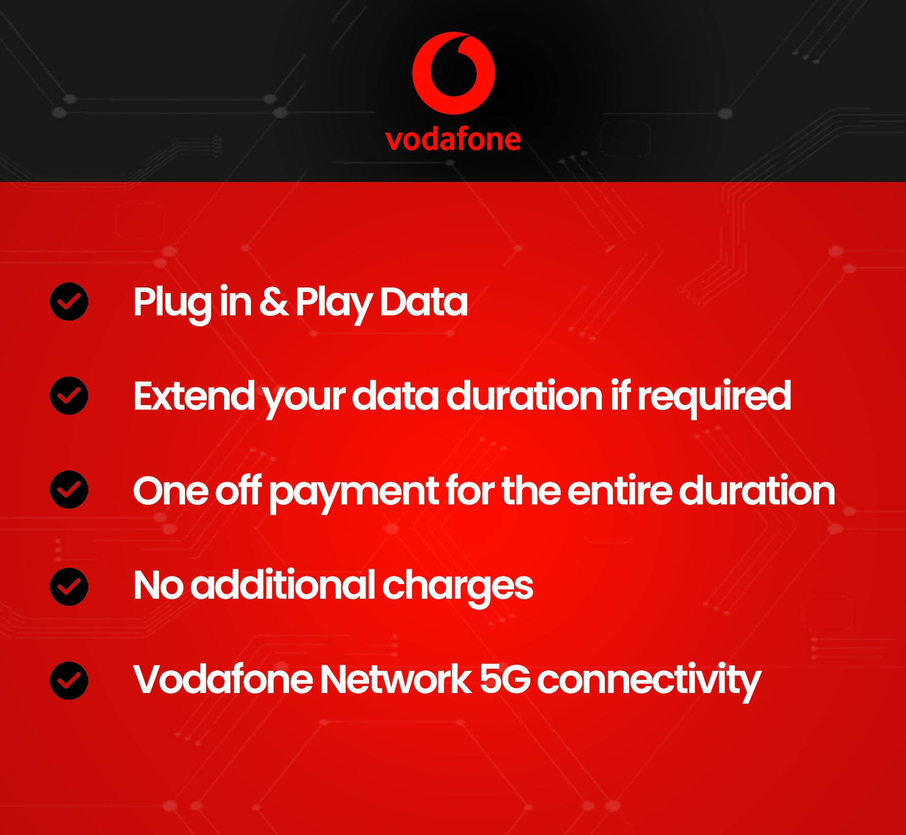 Vodafone Unlimited Data SIM - Velocidades 5G sin límite - Precargado durante 3 meses desde el pedido - Datos Plug & Play para banda ancha móvil, routers y teléfonos