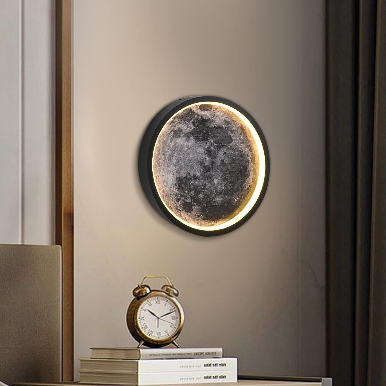 Flush Mount Ceiling Light,Led Dimmable Ceiling Light Fixture with Remote Control,11.8 "Wall Mounted Decorative Moon Ceiling Lights for Bedroom,Hallway and Bedside.