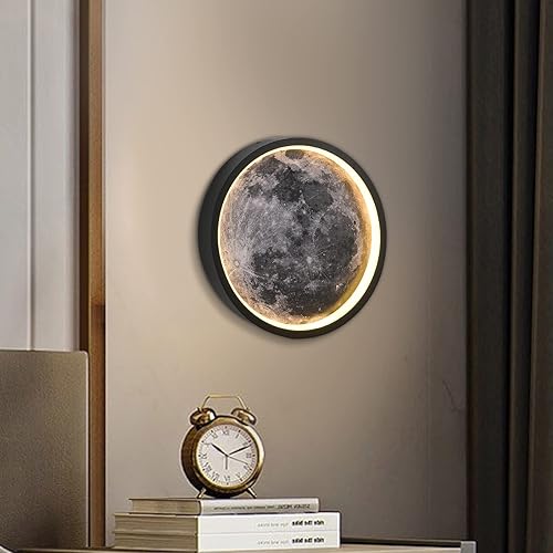 Lámpara de techo de luna de montaje empotrado, regulable con control remoto, luz decorativa de montaje en pared de 11.8 pulgadas para dormitorios,