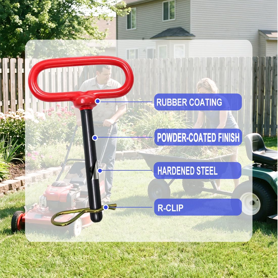 Trailer Hitch Pins - Red Handle & Rustproof -4