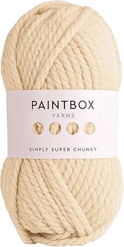 Paintbox Yarns Simply Super Chunky Yarn - Hilo súper voluminoso (100% acrílico), color crema de vainilla #1107