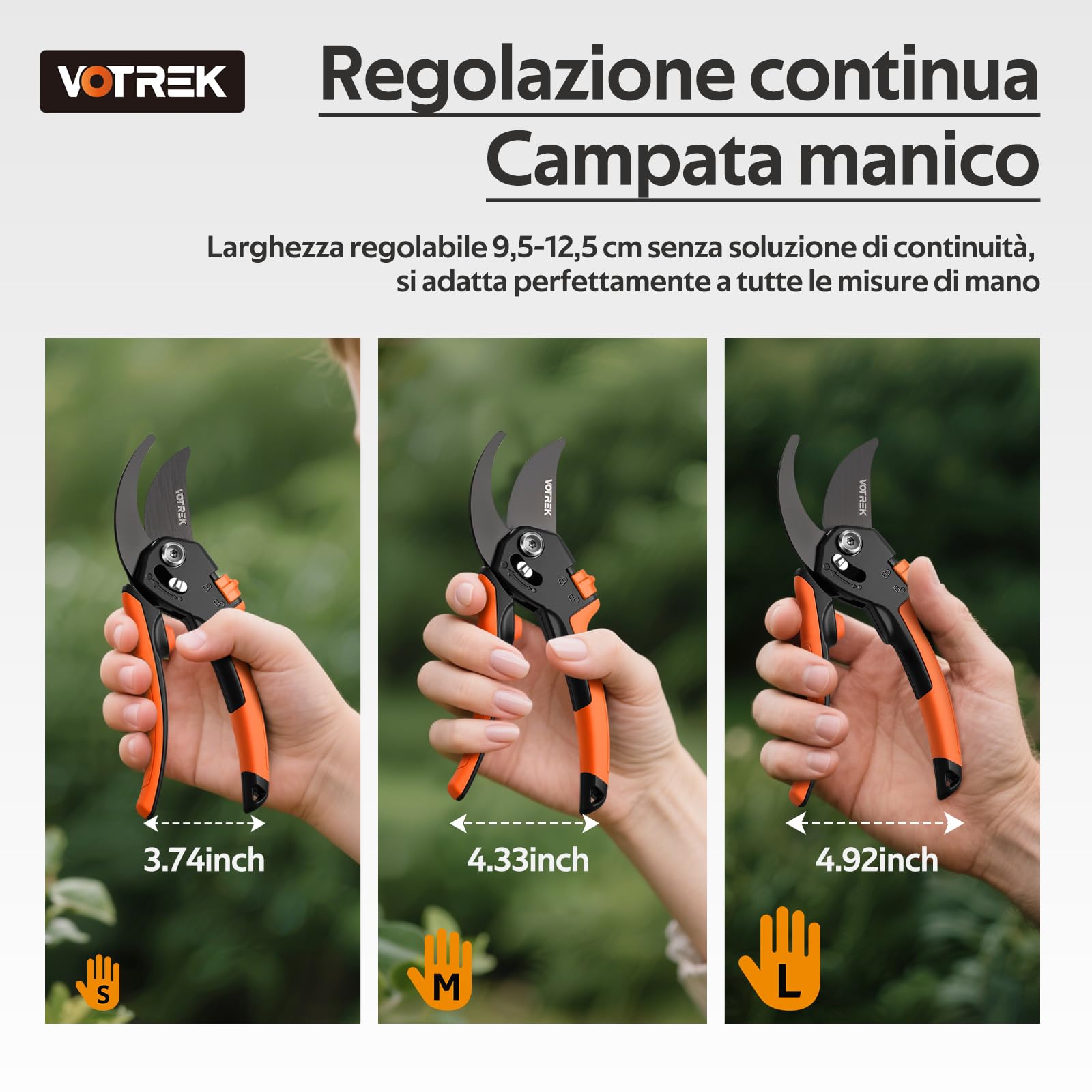 Cesoie da Potatura Bypass Pro 21,5 cm – Per Mani Deboli con Regolazione Continua, Lame SK5 & Molla Sigillata. Le Forbici da Giardinaggio Professionali per Rose, Frutteti –Regalo