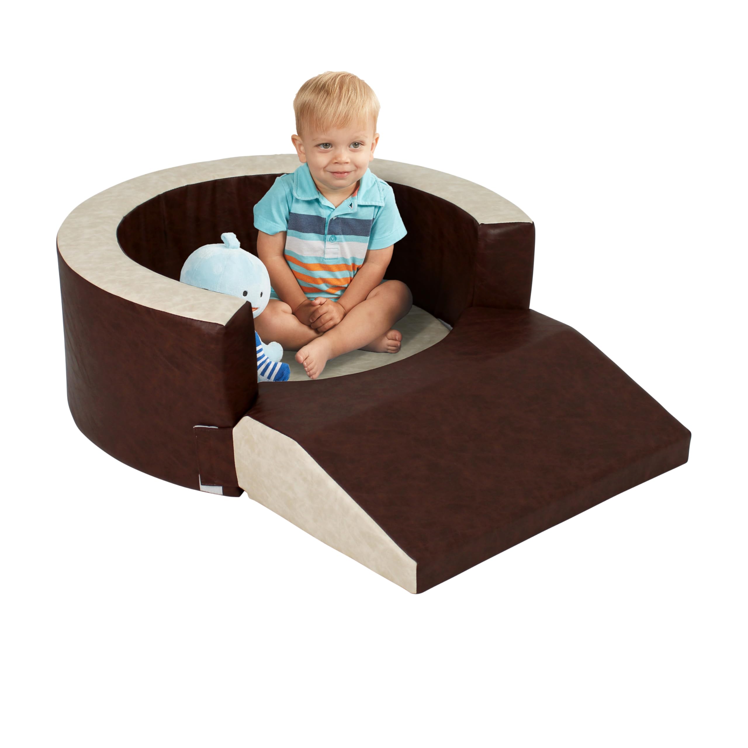 FDP Rustic Baby SoftScape Lil Personal Space, Distressed Faux Leather, Indoor Cozy and Safe Soft Foam Playset for Babies and Toddlers to Play, Crawl, Snack; Designed for Daycare, Home, Playroom Use